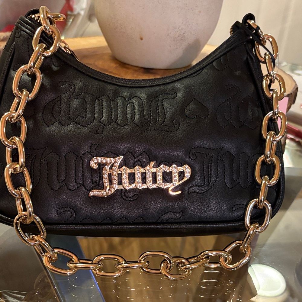 Juicy Couture Black Bag with Gold Chain Accent